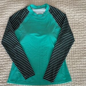 Striped Sleeve Teal Long Sleeve Top